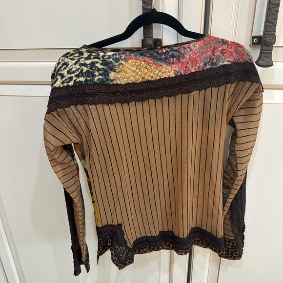 FUZZI Jean Paul Gaultier Floral Animal Print Mesh Long Sleeve Lace Trim (T3) - Picture 3 of 3